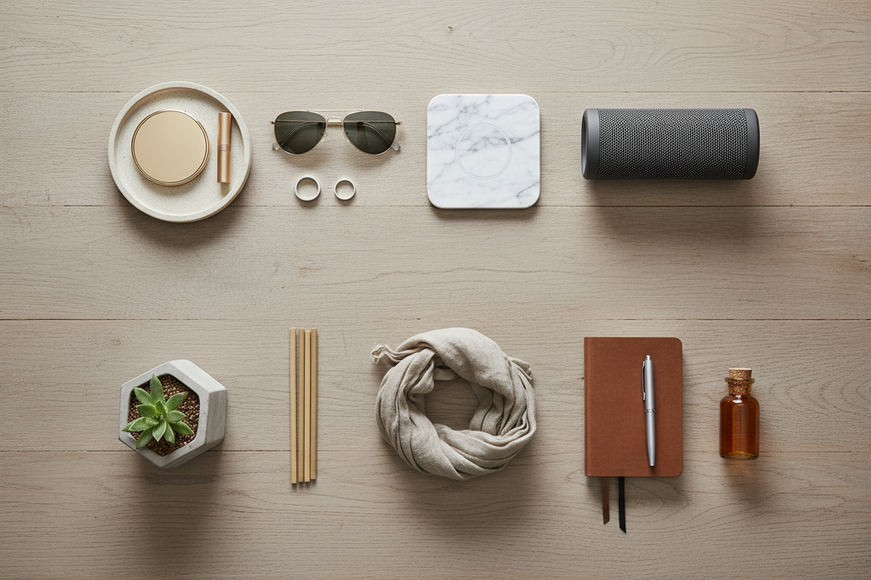 Una imagen de productos genericos en una mesa 